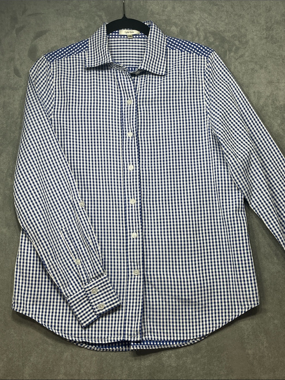 Tyler Böe Blue White Gingham 100% Cotton Button Down Shirt Size 8